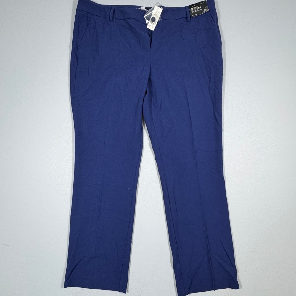 New York & Company Crosby Slim Leg Pants Slacks Blue Stretch 18 Average NWT - Picture 2 of 11